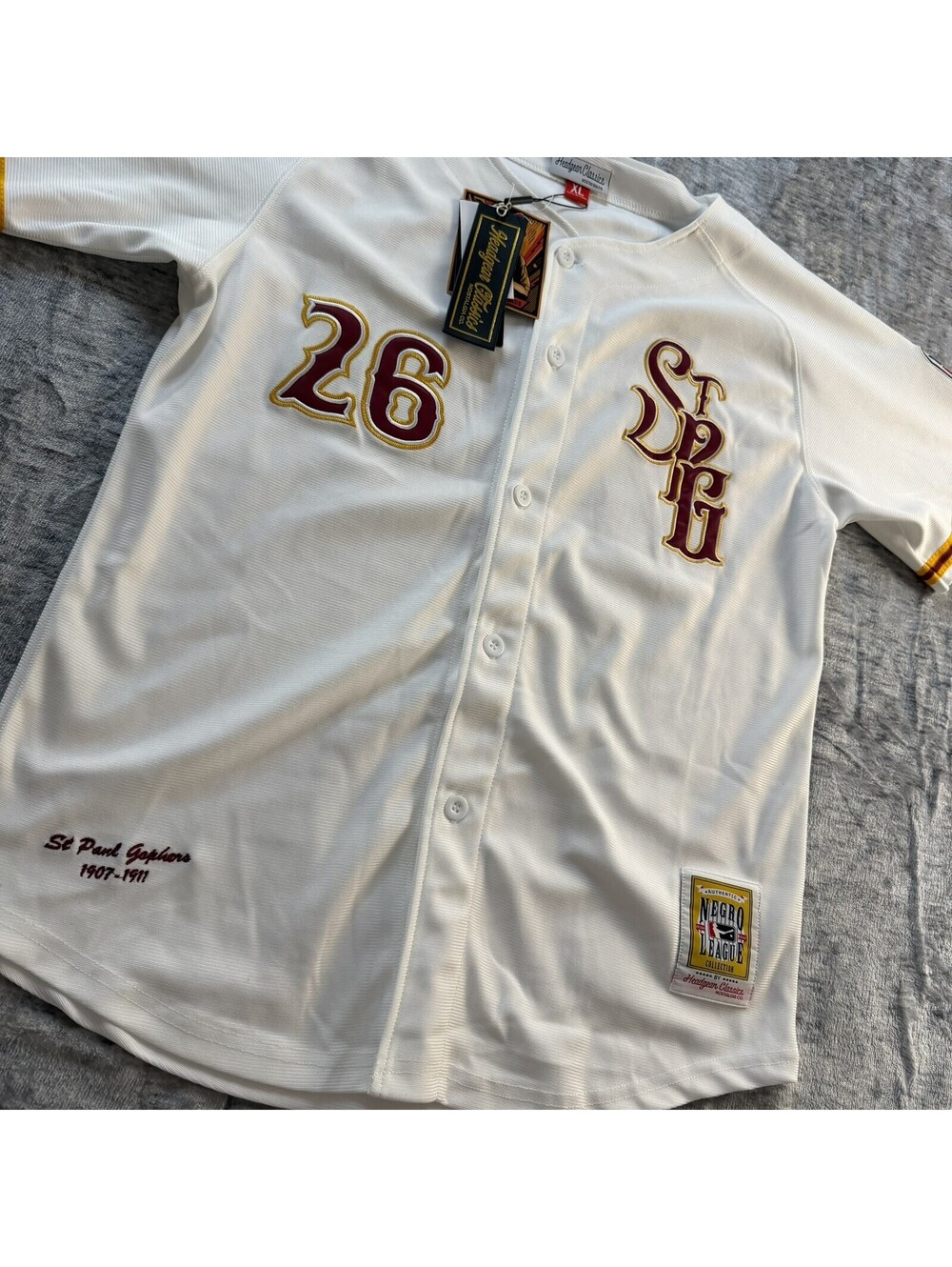 Headgear Classics St. Paul Gophers Negro League Youth Jersey White Lg NWT